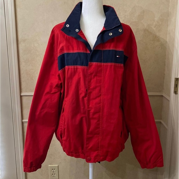 Tommy Hilfiger XL Mens Jacket Red & Navy Blue - Picture 2 of 8